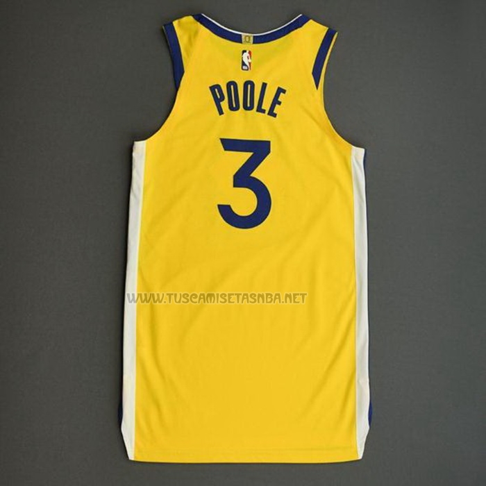 Camiseta Jordan Poole NO 3 Golden State Warriors Statement Autentico 2022 Oro